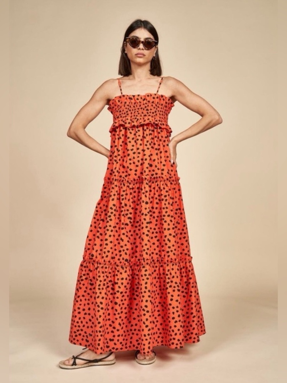 NWT Hunter Bell Reese Dot Midi Dress size M medium red